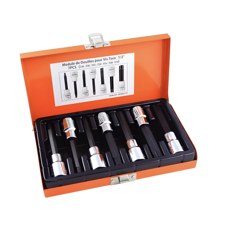Acem Coffret de douilles 1/2" torx 7pcs 